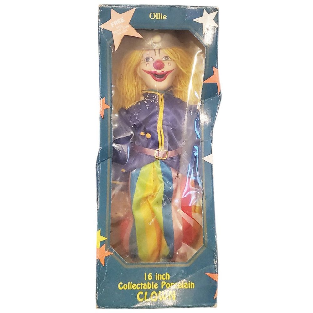 Ollie 16 inch Collectible Procelain Clown 1990 Original Box